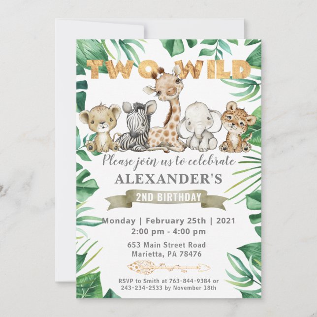 Safari Deux Wild Birthday Party Invitation (Devant)