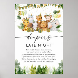 Safari Diapers Spate Night Baby Shower Poster
