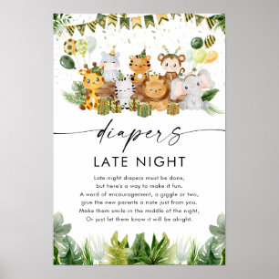 Safari Diapers Spate Night Baby Shower Poster