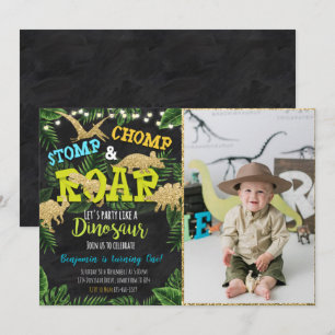 Safari Dinosaur Invitation Anniversaire Avec Photo