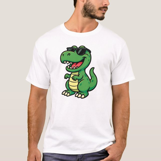 Safari-Dinosaurier mit Coolen Shades T-Shirt (Vorderseite)