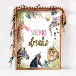 Safari Drinks Safari Party Tiere Geburtstag Zeiche Poster