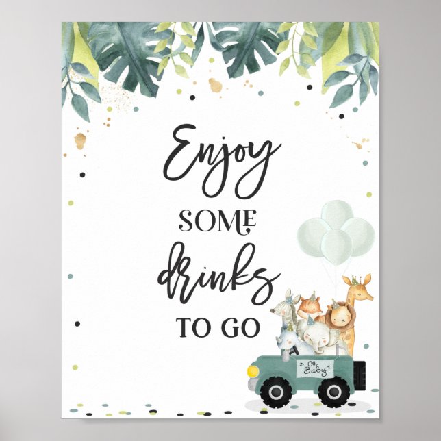Safari Drive By Baby Dusche Leckerei Gefallen Unte Poster (Vorne)