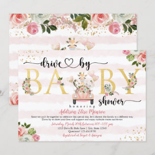 Safari Drive By Baby Girl Shower Invitation