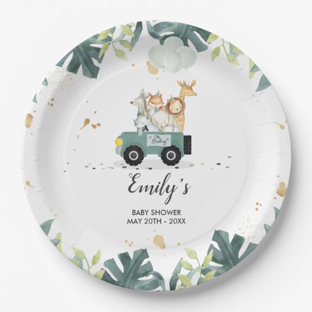 Safari Drive by Baby Shower Paper Decke Pappteller (Vorderseite)