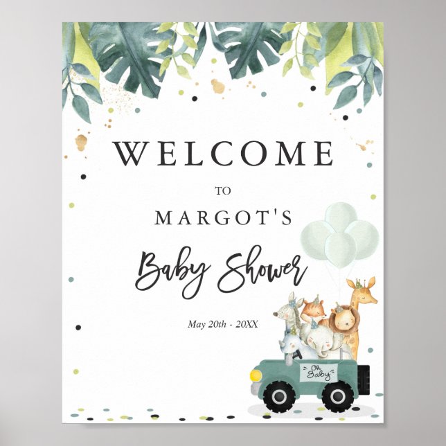 Safari Drive By Baby Shower Welcome Sign Poster (Vorne)