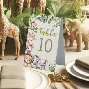 Safari Dschungel Baby Shower Tischnummer Tischaufsteller