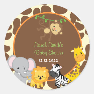 Safari-Dschungel-Babyparty-Bevorzugung etikettiert Runder Aufkleber