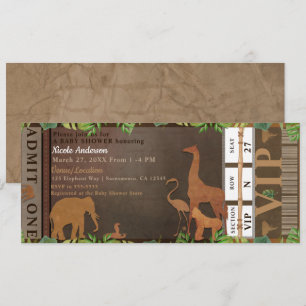 Safari Dschungel Braune Tiere Baby Shower Eintritt Einladung