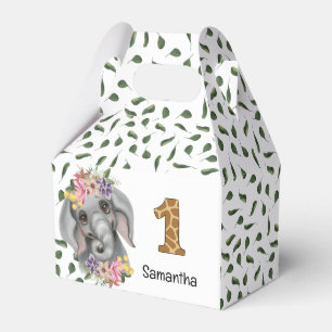 Safari-Dschungel-Elefant Aquarellblume Geschenkschachtel