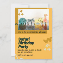Safari-Dschungel-Geburtstag – editierbare Aquarell
