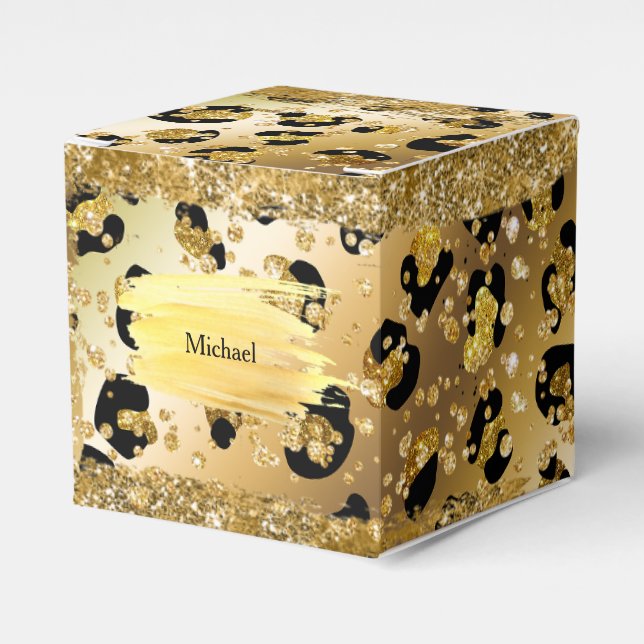 Safari Dschungel Leopard Gold Afrika Themenparty F Geschenkschachtel (Vorderseite)