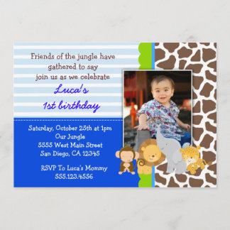Safari Dschungel Monkey Foto Geburtstag Einladunge Einladung