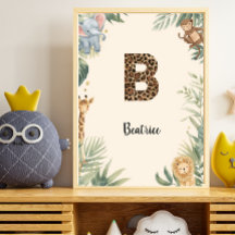 Safari-Dschungel-Personalisierter Name Monogramm B