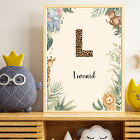 Safari-Dschungel-Personalisierter Name Monogramm L