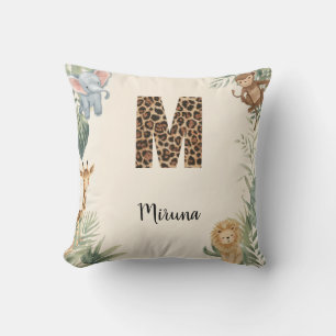 Safari Dschungel Personalisierter Name Monogramm M Kissen