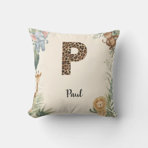 Safari Dschungel Personalisierter Name Monogramm P Kissen