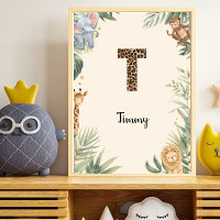 Safari-Dschungel-Personalisierter Name Monogramm T