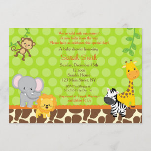 Safari-Dschungel-Tier-Babyparty-Einladungen Einladung