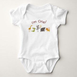 Safari-Dschungel-Tier-Geburtstags-Outfit-Strampler Baby Strampler