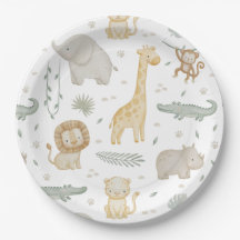 Safari-Dschungel-Tiere Baby Shower Teller