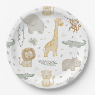 Safari-Dschungel-Tiere Baby Shower Teller