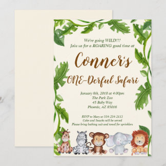 Safari-Dschungel-Tiergeburtstags-Party Einladung