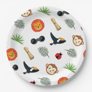 Safari-Dschungel-Tropisches-Tier-Muster-Baby-Party Pappteller
