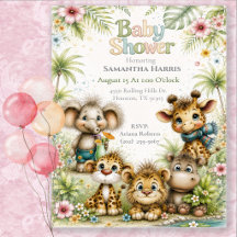 Safari-Dschungeltiere Baby Shower
