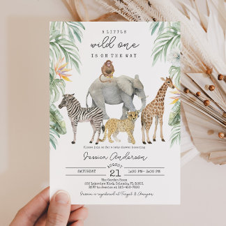 Safari-Dschungeltiere Baby Shower Einladung