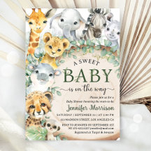Safari-Dschungeltiere Baby Shower Tropisch Rustika
