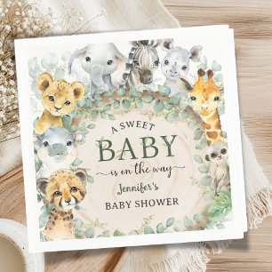Safari-Dschungeltiere Baby Shower Tropisch Serviette