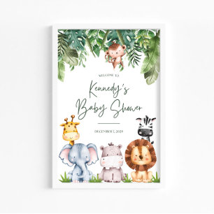 Safari-Dschungeltiere Baby Shower Willkommensschil Poster