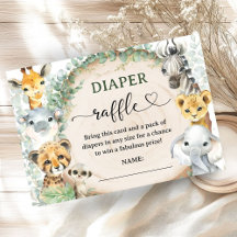 Safari-Dschungeltiere Baby Shower Windel-Raffle