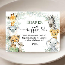 Safari-Dschungeltiere Baby Shower Windel-Raffle
