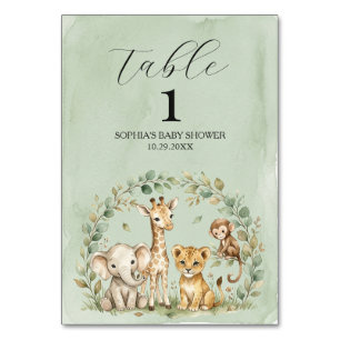 Safari-Dschungeltiere Babyshower-Tisch Tischnummer