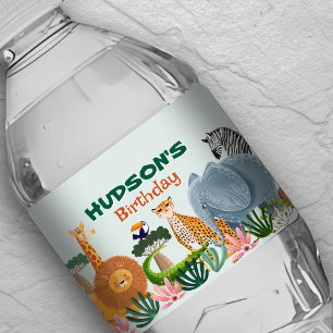 Safari-Dschungeltiere Geburtstag Wasserflasche Eti