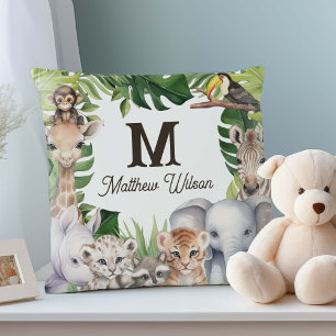 Safari-Dschungeltiere niedliches Baby-Boy-Name-Kin Kissen