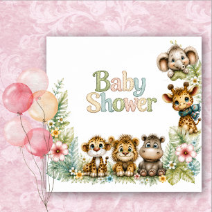  Safari Dschungeltiere Wasserfarbe Baby Shower  Serviette