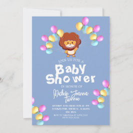 Safari Einfache Niedliche Ballons Löwendusche Einladung