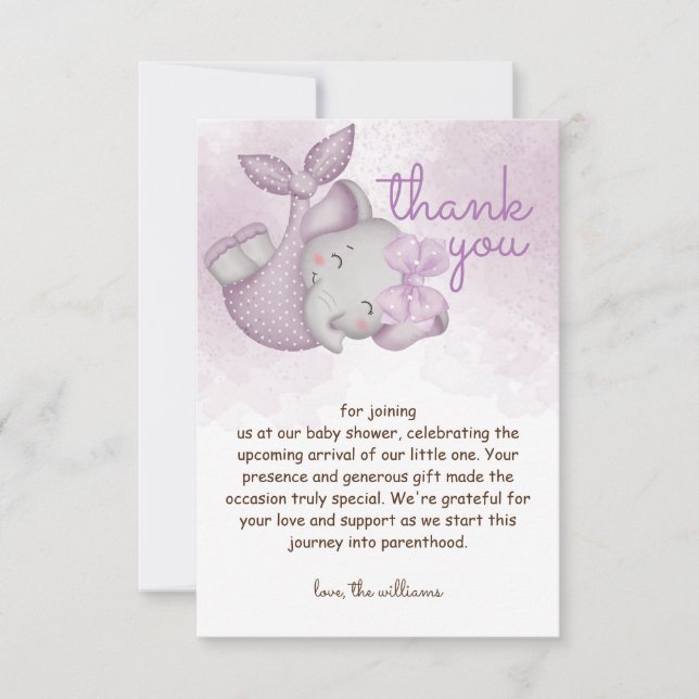 Safari-Elefantenbaby-Dusche Dankeskarte (Vorderseite)