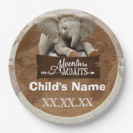 Safari Elephant “Adventure Awaits” Theme Pappteller