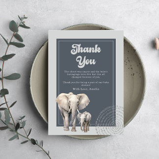 Safari Elephant Baby Dusche Danke Karte