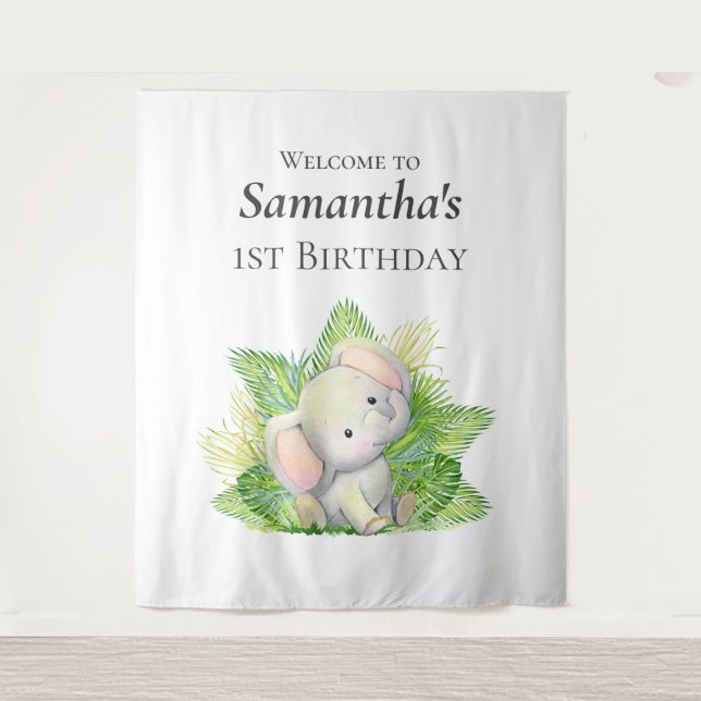 Safari Elephant Backdrop Wandteppich (Vorderseite)