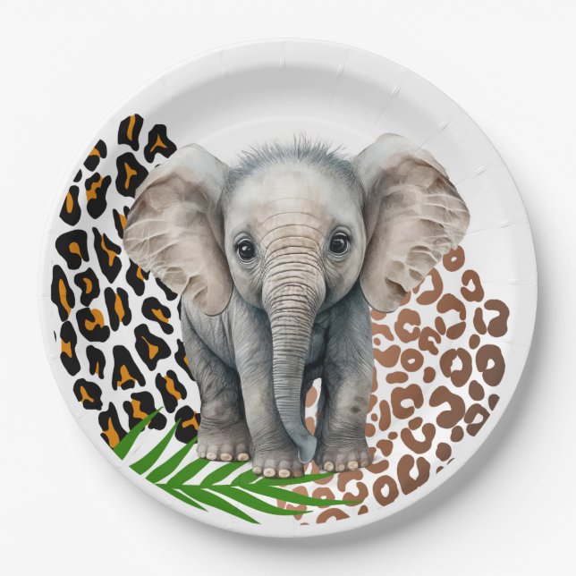 Safari Elephant Birthday Wild One Two Wild Party Pappteller (Vorderseite)