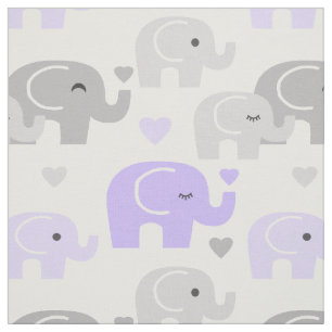 Safari Elephant Lila Gray Stoff