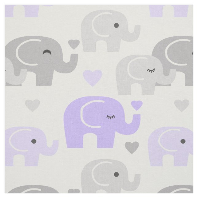 Safari Elephant Lila Gray Stoff (Muster)