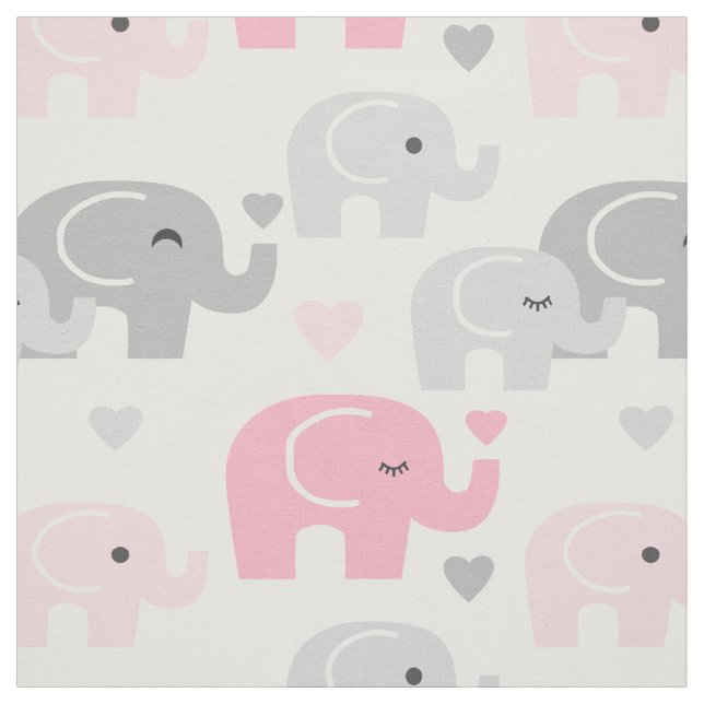 Safari Elephant Pink Gray Stoff (Muster)
