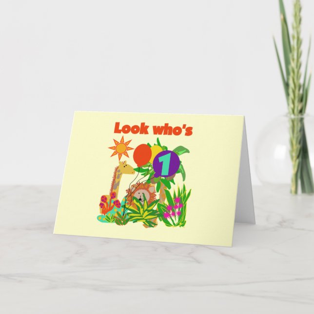 Safari Erstgeburtstag - Tshirts und Geschenke Karte (Vorderseite)