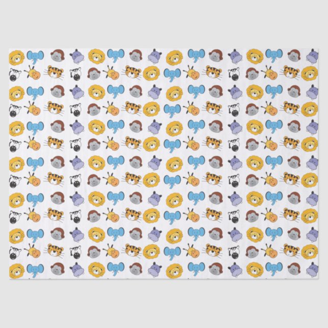 Safari-Feier: Süße Tier Illustration Wrapp Seidenpapier (Vorderseite)